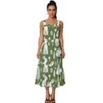 Easter bunny pattern Square Neckline Tiered Midi Dress