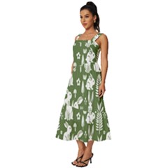 Square Neckline Tiered Midi Dress 