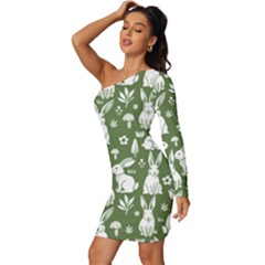 Long Sleeve One Shoulder Mini Dress 