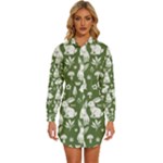 Easter bunny pattern Womens Long Sleeve Shirt Dress
