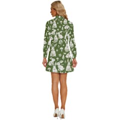 Women s Long Sleeve Bow Deco Button Up Dress 
