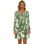 Easter bunny pattern Long Sleeve Wide Neck Velvet Dress