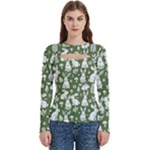 Easter bunny pattern Women s Cut Out Long Sleeve T-Shirt