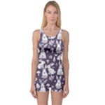 Easter bunny pattern One Piece Boyleg Swimsuit