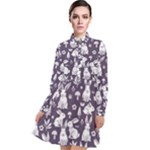 Easter bunny pattern Long Sleeve Chiffon Shirt Dress