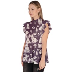 Ruffle Collar Short Sleeve Chiffon Top 