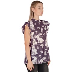 Ruffle Collar Short Sleeve Chiffon Top 