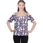 Easter bunny pattern Cutout Shoulder T-Shirt
