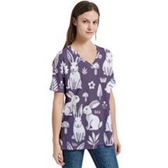 V-Neck Split Shoulder Casual T-Shirt 