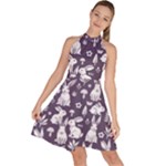 Easter bunny pattern Sleeveless Halter Neck A-Line Dress