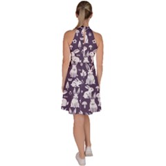 Sleeveless Halter Neck A-Line Dress 