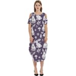 Easter bunny pattern Cold Shoulder Loose Fit Dress With Pockets
