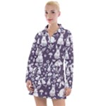 Easter bunny pattern Women s Long Sleeve Casual Dress