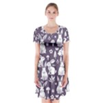 Easter bunny pattern Short Sleeve V-neck Flare Dress
