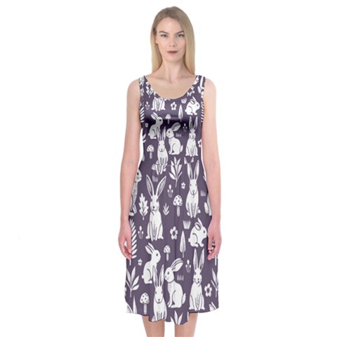 Easter bunny pattern Midi Sleeveless Dress from ArtsNow.com