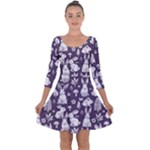 Easter bunny pattern Quarter Sleeve Skater Dress