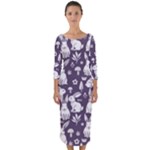 Easter bunny pattern Quarter Sleeve Midi Bodycon Dress