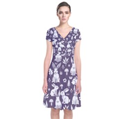 Short Sleeve Front Wrap Dress 
