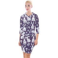 Quarter Sleeve Hood Bodycon Dress 