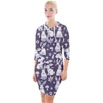 Easter bunny pattern Quarter Sleeve Hood Bodycon Dress