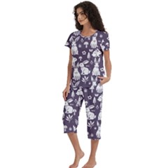 Short Sleeve 3/4 Length Pants Lounge Set 