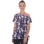 Easter bunny pattern Off Shoulder Tie-Up T-Shirt