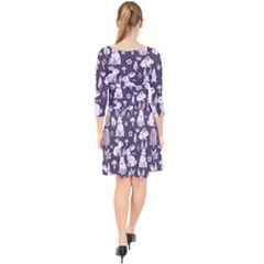 Quarter Sleeve Front Wrap Dress 