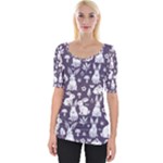 Easter bunny pattern Wide Neckline T-Shirt