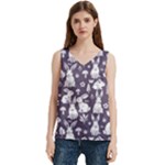 Easter bunny pattern Women s V-Neck Sleeveless Satin Top