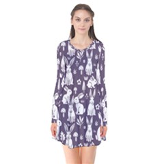 Long Sleeve V-neck Flare Dress 