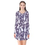 Easter bunny pattern Long Sleeve V-neck Flare Dress
