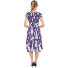 Cap Sleeve Front Wrap Midi Dress 