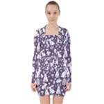 Easter bunny pattern V-neck Bodycon Long Sleeve Dress