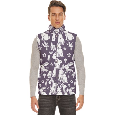 Easter bunny pattern Men s High Neck Button Up Puffer Vest from ArtsNow.com