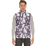 Easter bunny pattern Men s High Neck Button Up Puffer Vest