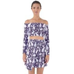 Off Shoulder Top with Skirt Set 