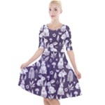 Easter bunny pattern Quarter Sleeve A-Line Dress
