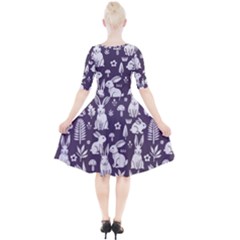 Quarter Sleeve A-Line Dress With Pockets 