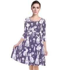 Quarter Sleeve Waist Band Dress 