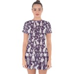 Easter bunny pattern Drop Hem Mini Chiffon Dress