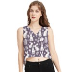 Easter bunny pattern V-Neck Cropped Tank Top