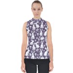 Easter bunny pattern Mock Neck Shell Top