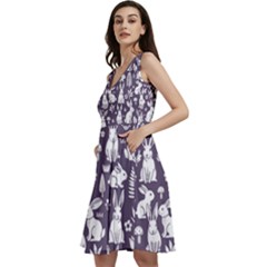 Sleeveless V-Neck Skater Dress with Pockets 