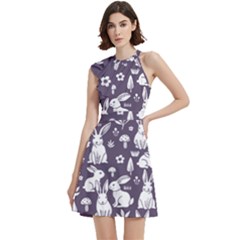 Cocktail Party Halter Sleeveless Dress With Pockets 