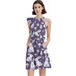 Easter bunny pattern Cocktail Party Halter Sleeveless Dress With Pockets