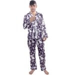 Easter bunny pattern Men s Long Sleeve Satin Pajamas Set