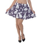 Easter bunny pattern Velvet Skater Skirt