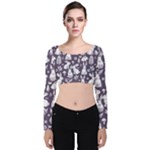 Easter bunny pattern Velvet Long Sleeve Crop Top