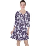 Easter bunny pattern Quarter Sleeve Ruffle Waist Dress