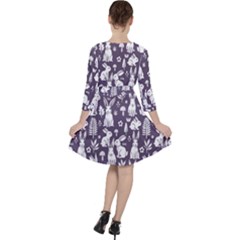 Quarter Sleeve Ruffle Waist Dress 